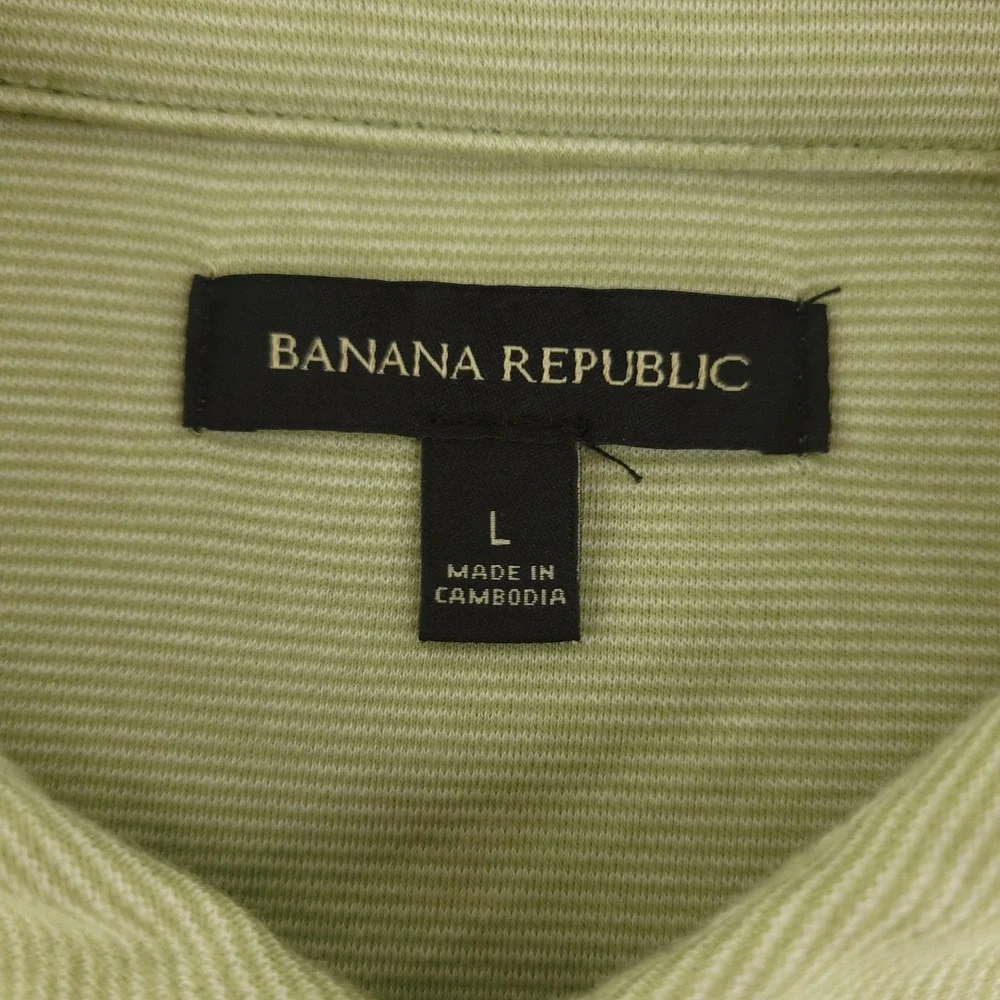 Banana Republic Polo Shirt Mens L Green Solid Luxe Touch Cotton Casual Top
